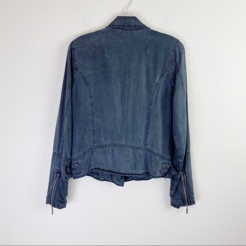 MAX JEANS Soft Stylish Tencel Grey Charcoal Moto Jacket Size XSmall - Picture 7 of 11